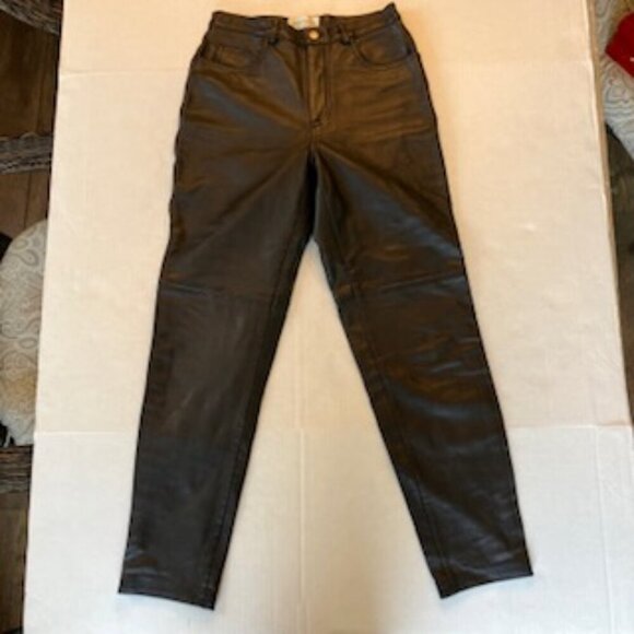 Hugo Bascati black genuine Leather Pants size 6p - Picture 1 of 4